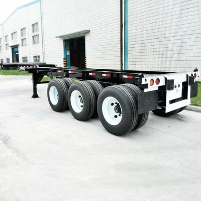 China 3 Axles FUWA Skeleton Semi Trailer for 50 Ton Max Payload Container Chassis Semi-Trailer for sale