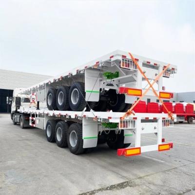 China 3/4 Axle Container Flatbed Truck Semi Trailer for Brake System Dual Line Braking System for sale