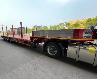 China Customized 3/4 Axles 40FT Container Timber Steel Tube Lowbed Semi Trailer for Truck for sale