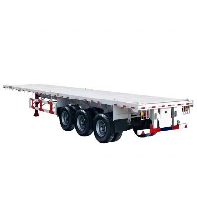 China 12400*2610*1550mm Steel Flatbed Trailer 3axle 4axle For Heavy Hauling High Durability for sale