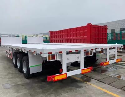 China Semi-remolque para transporte de contenedores de 3 ejes 4 ejes 20 pies 40 pies 45 pies remolque de camión de cama plana en venta