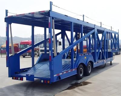 China 2 Axle Car Carrier Semi-Trailer 6/8/10 Bits Double Deck Auto Transport Truck Trailer for sale