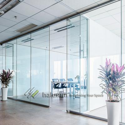 China Band And Full Transparent Eco - Friendly High Quality Frameless Height 12mm Glass Partition Office Room Divider for sale