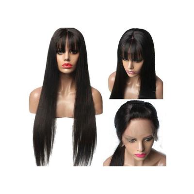 China High Temperature Silk Fiber Chemical Fiber Ladies Wig High Temperature Natural Black Brazilian Straight Hair Long Bangs for sale