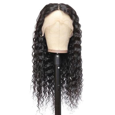 China Transparent Swiss Wave Curly Front Wigs Natural Black Hair Lace Body Curly Brazilian Virgin Hair Body Wave Hair For Women for sale