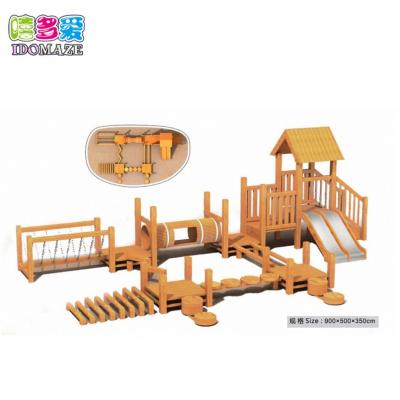 China Plastic Playground Kids Playground Outdoor Wooden Playground Wooden Castle Playsets for sale