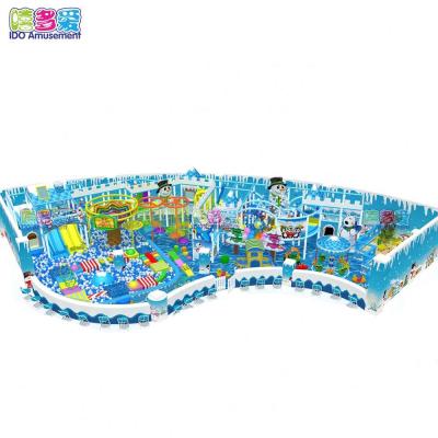 China Kindergarten Blue Ocean Theme Kids Indoor Playground With Pool And Ball Slide for sale