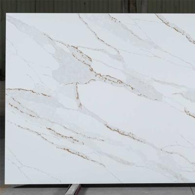 China 93% Quartz Stone Sheet Engineered Quartz Slab Calacatta Gold Quartz Stone Slab for sale