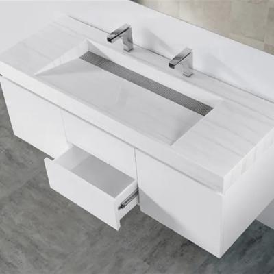 China OEM Melamine Door Finish Bathroom Vanity Cabinet Vanity Unit With Basin for sale