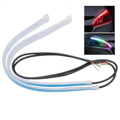 China ABS+Silicon 2pcs LED DRL Car Daytime Running Lights Light Flexible Waterproof Auto Brake Lights Flow Turn LED Strip for sale