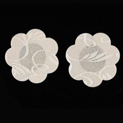 China Wholesale Invisible Breast Pad Factory Price Lace Breast Pad Creative Light Absorbent Disposable Adhesive Plum Sexy Nude Breast Pad for sale