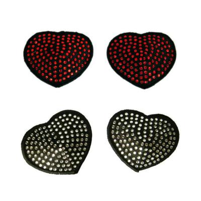 China Wholesale Reusable Diamond Breast Nipple Cover Stickers Hot Sale Fashion Black Heart Shaped Sexy Red Nipple Stickers Adhesives Online for sale