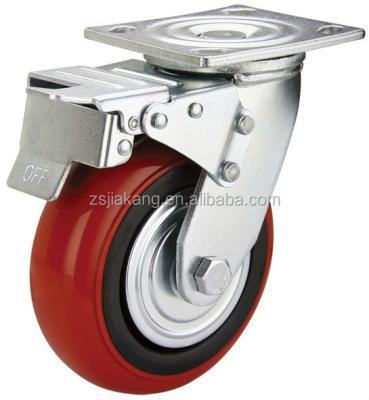 China Swivel / Fixed / Brake Wheel 5inch Trolley Swivel With Brake , PU Caster for sale