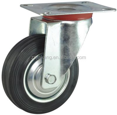 China Swivel 150mm Rubber Industrial Rubber Solid Rubber Trolley Wheels for sale