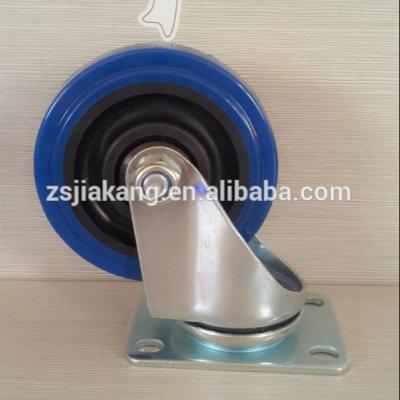 China 4 Inch Swivel Blue Plate Small PU Ball Bearing Wheel for sale