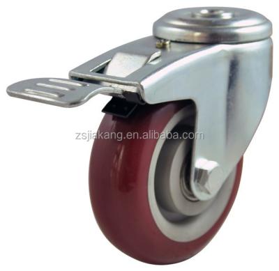 China Polyurethane (PU) 12.5mm Bolt Hole Small PU Ball Bearing Casters for sale