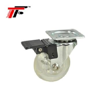 China PU 35/50/75 Mm Transparent PU Caster Wheel With Brake Furniture Caster for sale