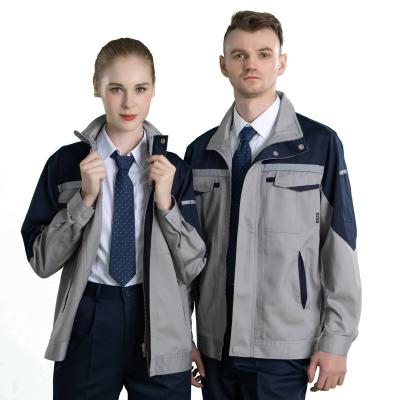 China Men's and women's factory repair workers shirt breathable long-sleeved spring set of workwear and autumn wear-resistant work clothes for sale