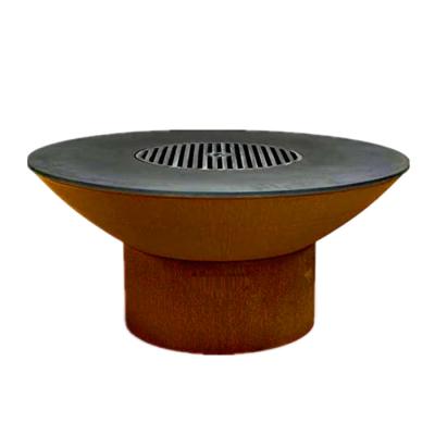 China Largest fire pit outdoor wood fire stocked pit barbecue grill corten steel outdoor kitchen grills for sale