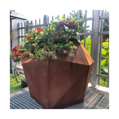 China Corten Steel Flower Metal Series Corten Planter Box Anti-corrosion Hot Selling Corten Steel Flower Pot for sale