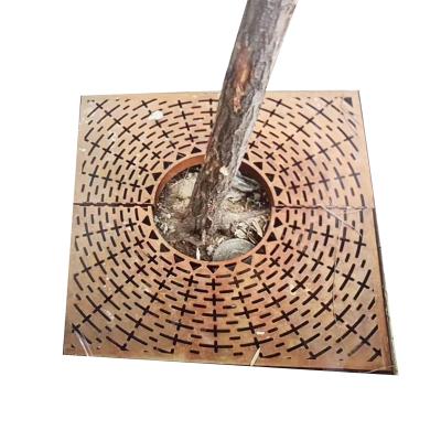 China Anti - Corrosion Factory Customized Street Rusted Metal Corten Steel Tree Grate For Garden Furniture for sale