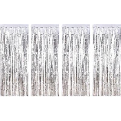 China Wedding backdrop new year hot sale 1x3m aluminum curtain hanging silver metallic wedding backdrop decoration for sale