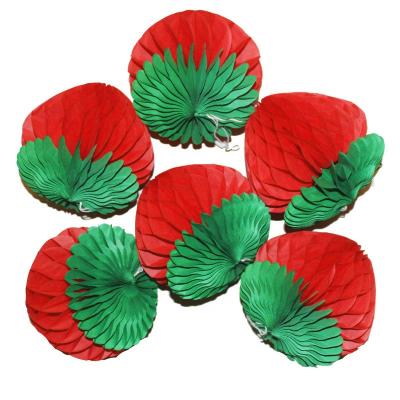 China Wedding Decoration Strawberry Fruit Paper Honeycomb Tissue Paper Balls for sale