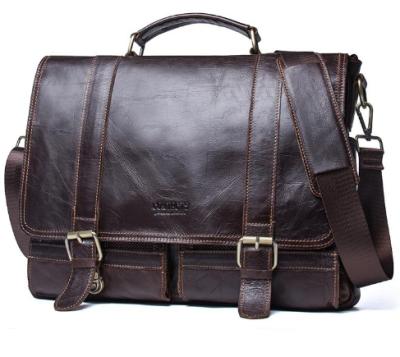 China Simple Package Men's Briefcase Business Briefcase Laptop Shoulder Bag Genuine Leather Vintage Messenger Bags Large for sale