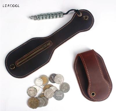 China Single Package 100% Genuine Leather Racket Undermine Multi Function Large Capacity Coin Purse Defense Jacksap EDC Coin Bag for sale