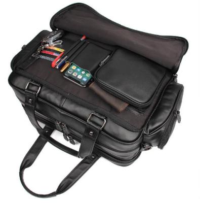 China Black Large Capacity Men Briefcase Messenger Bags Genuine Leather Single 15.6