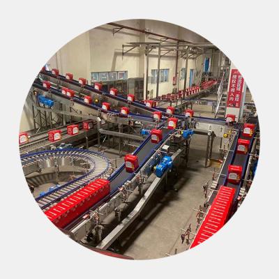 China Cold filling for beer Fully automatic belt chain packs conveyer SSC for glass bottle, PET, jar, cans, etc. for sale