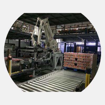 China food & Beverage Factory High Quality Clad Steel Low POS Machine Packs Double Tunnel Gantry Palletizer for sale