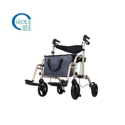 China High Quality Customized Portable Aluminum Alloy Folding Disabled Walker Roller Wheelchair for sale