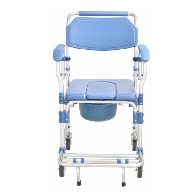 China Minimalist High Quality Adjustable With Wheels For The Elderly And Handicapped Portable Commode Chair for sale