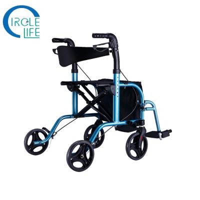 China Aluminum Adjustable Collapsible Folding Adult Standard Walker Rollator with Seat for sale