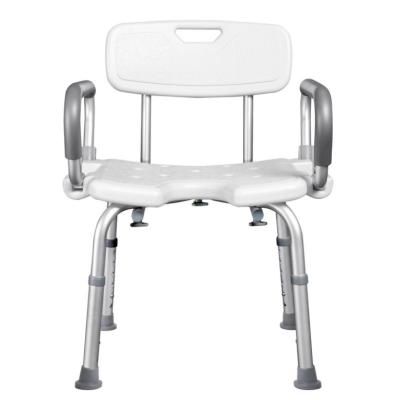 China Aluminum Alloy + Plastic Wholesale Non-slip Mentally Friendly With Detachable Backrest Adjustable Bath Stool for sale