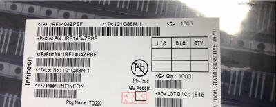 중국 IRF1404ZPBF N 채널 트랜지스터 180A 200W HEXFET FET MOSFET 판매용