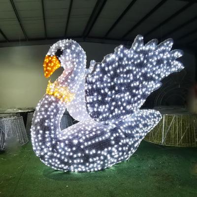 China ODM Commercial Aluminum Structure OEM Use Outdoor Decoration LED Swan Pattern Light with String Light for sale