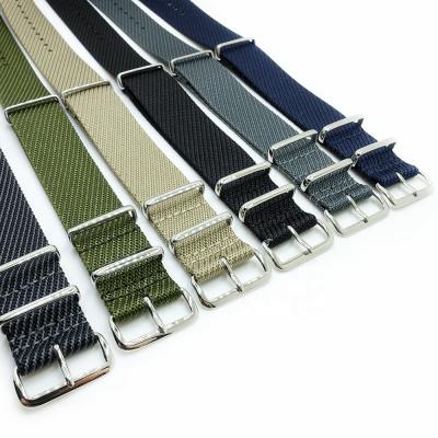 China Custom Made Thickness 1.2mm Seat Belt Watch Band NATO Fabric Logo 20mm 22mm Nylon Watch Strap for sale