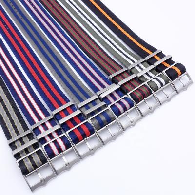 China Best Quality Fabric Link Watch Bands Single Pass Nylon Seat Belt NATO Strap 22mm 20mm Watch Strap for sale