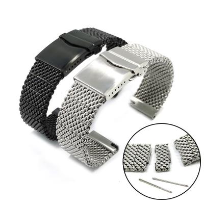 China New Design 22mm Version Watchband Metal Strap Metal Stainless Steel Adjustable Fast Adjustable Milanese Watch Strap for sale