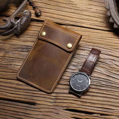 China Handmade Durable Travel Luxury Watch Organizer Storage Leather Watch Pouch for sale