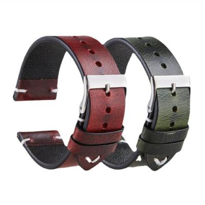 China Dropshipping Italy Brand Genuine Leather Watch Strap Full Grain Luxury Calfskin Watch Bands 18mm 20mm 22mm for sale