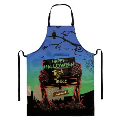 China Promotional Halloween Cotton Cooking Sleeveless Aprons Trick Or Treat Happy POD Pattern Apron Eco-Friendly Polyester Cleaning For Home & Garden for sale