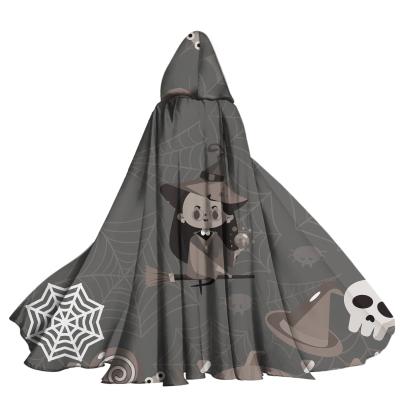 China 2021 Kid Fancy Dress Halloween Party Costume Hooded Horrific Halloween Ghost Cloak Performance Supplies Custom Size Logo Printed Family Colors for sale