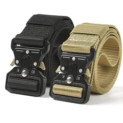 China Adult Men's Waistband Nylon Waistband Tactical Heavy Duty Adjustable Military Style Webbing Belts With Metal Buckle for sale