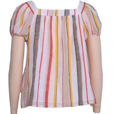 China Anti-pilling Women Summer Casual Fashion Woven Printing Short Sleeve Top for sale