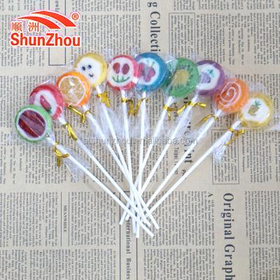 China 10g Natural Handmade Long Stick Fruity Lollipop Candy for sale