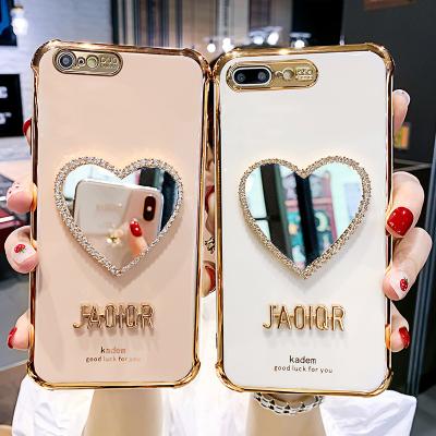 China Shockproof after wholesale with makeup mirror women's mobile phone cover device for sale