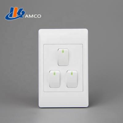 China SWITCH 2X4 C/W material 3-LEVER 1-WAY color touch copper silver PC plastic COVER for sale